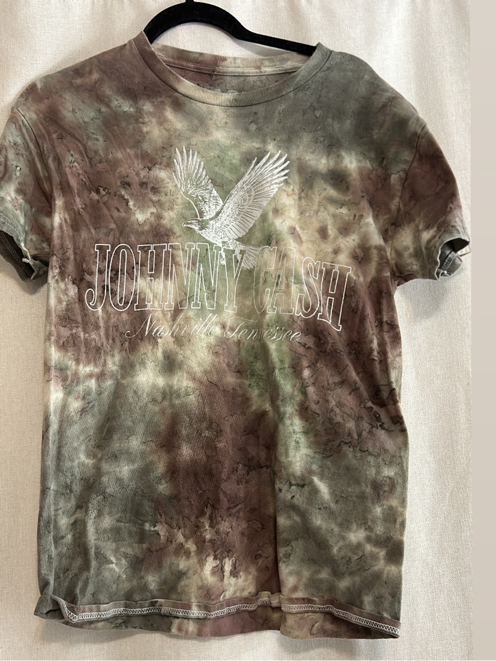 Johnny Cash Tie-Dye Graphic Tee - Green & Brown